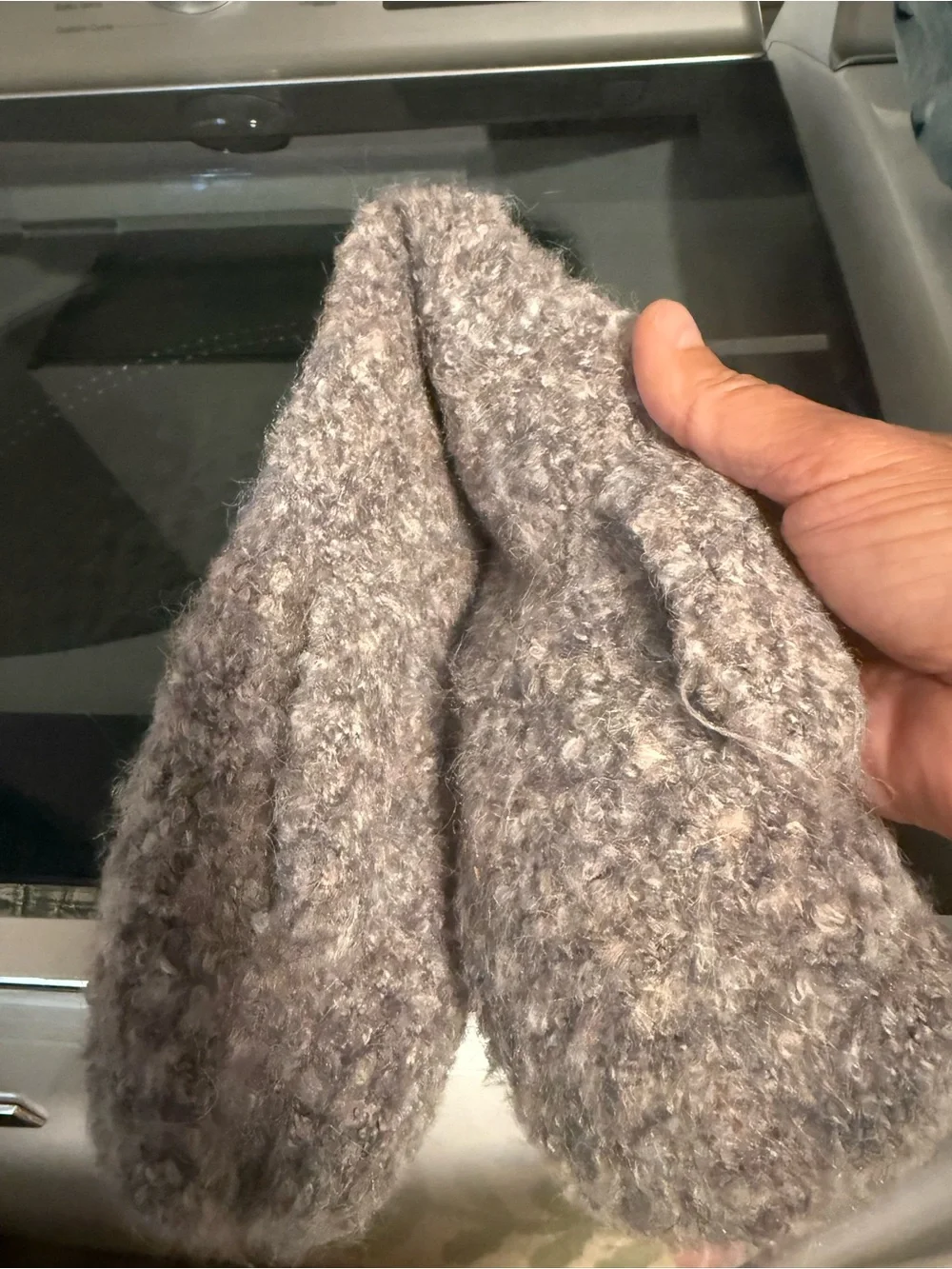 CC Boutique Gray Fuzzy Knit Gloves